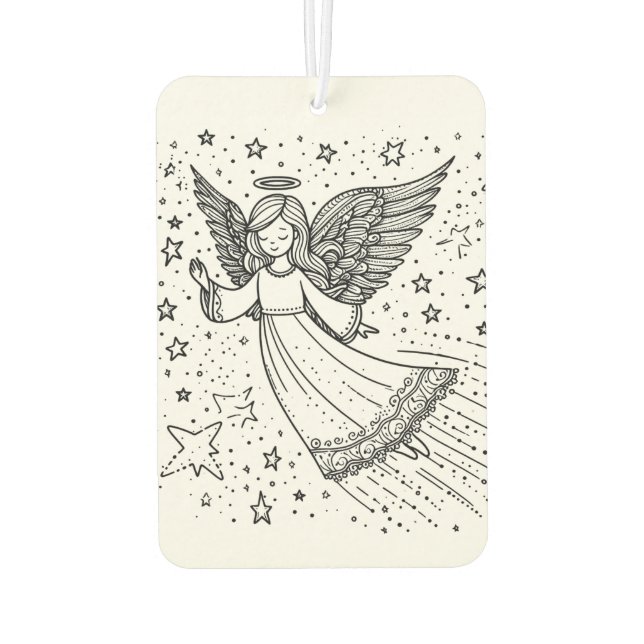 Niedlicher Schwarz-Weiß-Guardian Angel Autolufterfrischer (Rückseite)