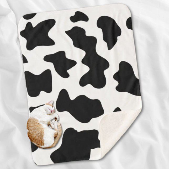 niedlicher Schwarz-Weiß-Kuhdruck Sherpadecke (cute black and white farm dairy cow print sherpa blanket)