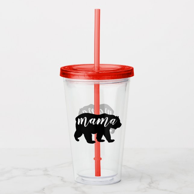 Niedlicher Schwarz-Weiß-Mama-Bär Acryltrinkbecher (Vorderseite)