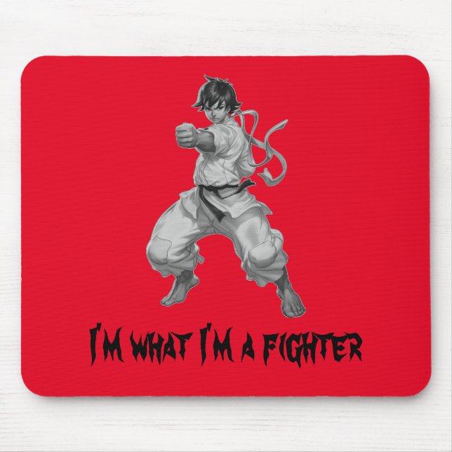 Niedlicher Schwarz-weißer Kämpfer Mousepad (Vorne)