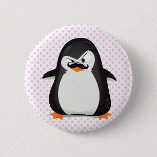 Niedlicher Schwarz-weißer Pinguin und Funny Musta Button