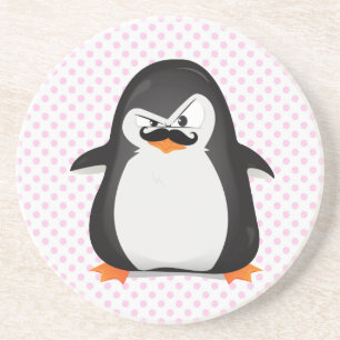 Niedlicher Schwarz-weißer Pinguin und Funny Musta Sandstein Untersetzer