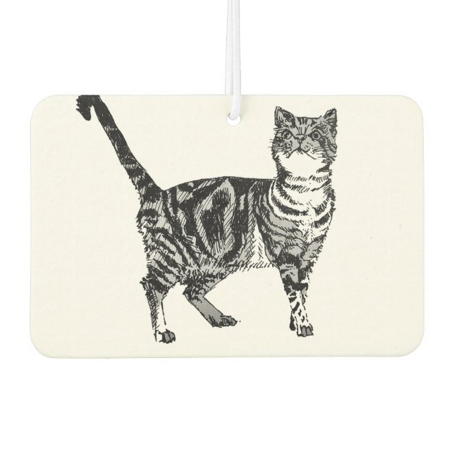Niedlicher Schwarz-weißer Tabby Cat Cat Car Air Fr Autolufterfrischer (Vorderseite)
