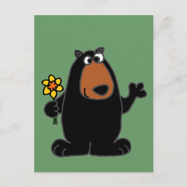 Niedlicher Schwarzbär mit trockenem Cartoon Postkarte (Vorderseite)