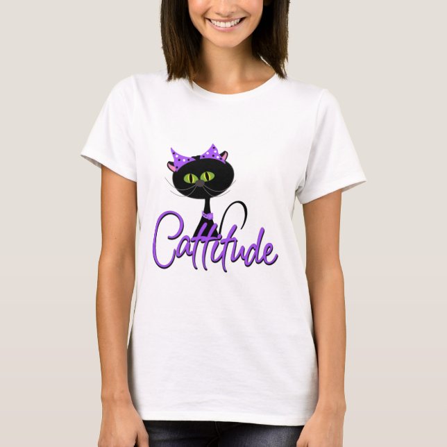 Niedlicher schwarze Katzen-T - Shirt (Vorderseite)