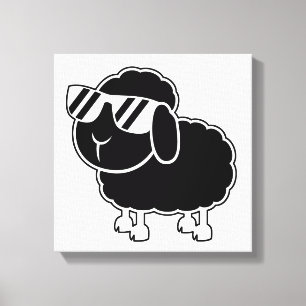 Niedlicher schwarze Schaf-Cartoon Leinwanddruck
