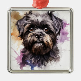 NIEDLICHER SCHWARZER AFFENPINSCHER PUPPENHUND ORNAMENT AUS METALL
