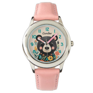 Niedlicher schwarzer Bär Kinder Armbanduhr