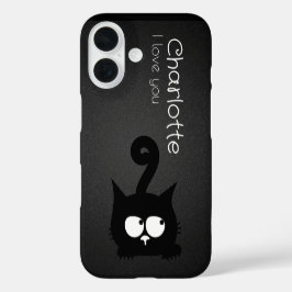 Niedlicher schwarzer Cartoon iPhone 16 Hülle