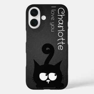 Niedlicher schwarzer Cartoon iPhone 16 Hülle