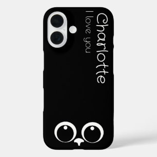 Niedlicher schwarzer Cartoon iPhone 16 Hülle