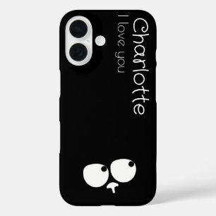 Niedlicher schwarzer Cartoon iPhone 16 Hülle
