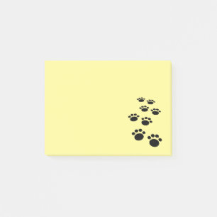 Niedlicher Schwarzer Cartoon Pet Paw Trail Gelb Post-it Klebezettel