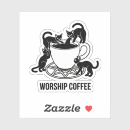 Niedlicher Schwarzer Cat und Kaffee, Kaffeeküchen  Aufkleber