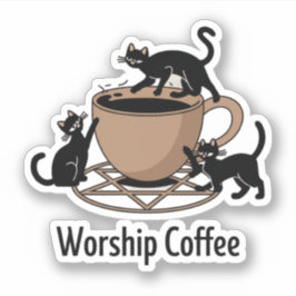 Niedlicher Schwarzer Cat und Kaffee, Kaffeeküchen  Aufkleber