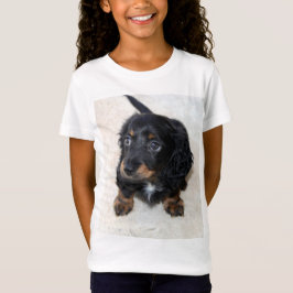 Niedlicher schwarzer Dackel Welpenhund T-Shirt