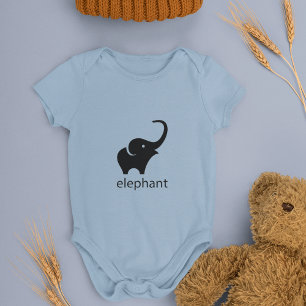 Niedlicher Schwarzer Elefant Gezeichnet Baby Strampler