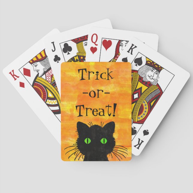 Niedlicher Schwarzer Flüchtige Blick-a-Boo-Katze a Spielkarten (Rückseite)