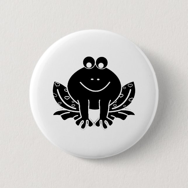 niedlicher schwarzer Frosch Button (Vorderseite)