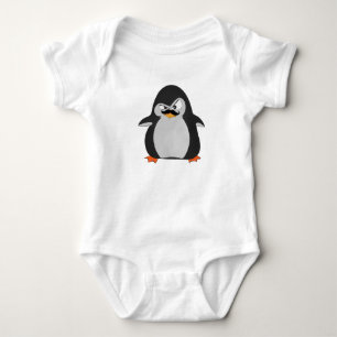 Niedlicher Schwarzer Grauer Angry Pinguin Baby Strampler