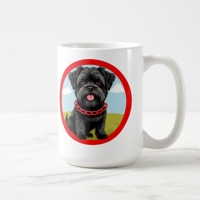 Niedlicher schwarzer Hund mit rotem Kollar im Cart Kaffeetasse (Rechts)
