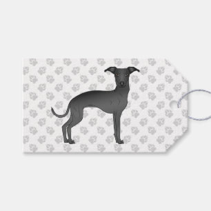 Niedlicher schwarzer italienischer Grauhund Cartoo Geschenkanhänger
