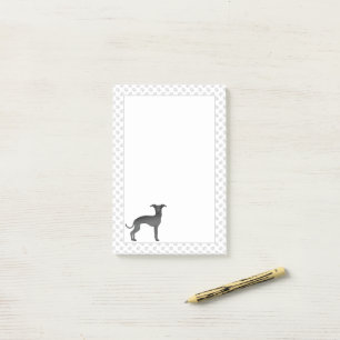 Niedlicher schwarzer italienischer Grauhund Cartoo Post-it Klebezettel