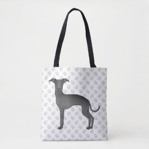Niedlicher schwarzer italienischer Grauhund Cartoo Tasche