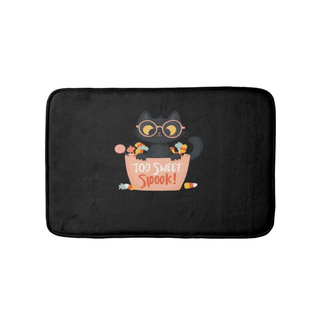 Niedlicher Schwarzer Katze Halloween Candy Too Swe Badematte (Vorderseite)