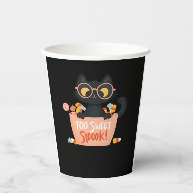 Niedlicher Schwarzer Katze Halloween Candy zu Swee Pappbecher (Vorderseite)