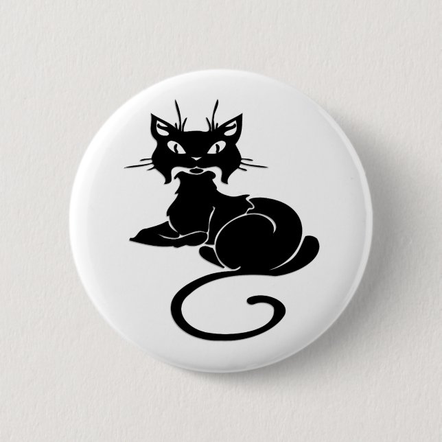 Niedlicher schwarzer Kitty Button (Vorderseite)