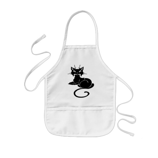 Niedlicher schwarzer Kitty Kinderschürze (Vorne)