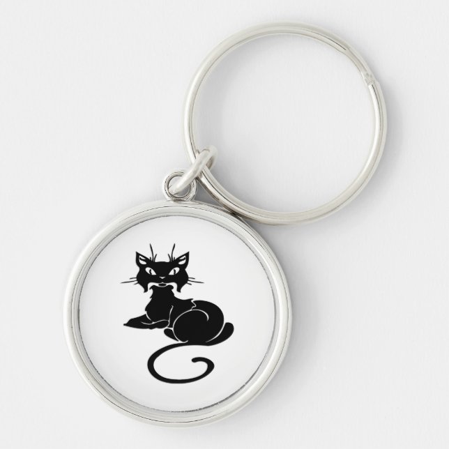 Niedlicher schwarzer Kitty Schlüsselanhänger (Vorne)