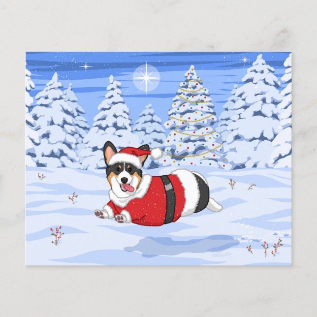 Niedlicher Schwarzer Korgi zu Weihnachten Weihnach (Vorderseite)