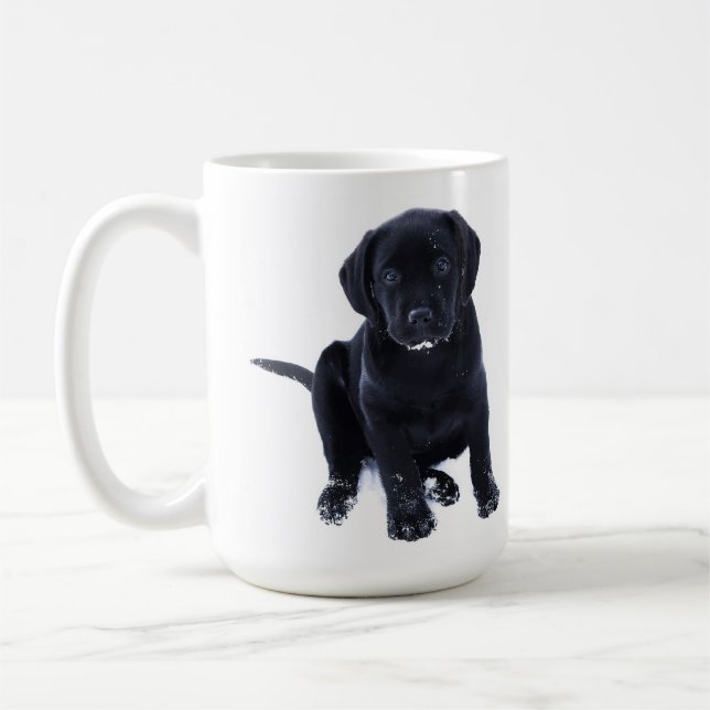 Niedlicher schwarzer Lab Labrador Retriever Dog Kaffeetasse (Links)