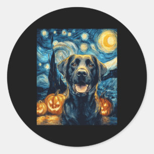Niedlicher Schwarzer Labrador Hund Halloween Kürbi Runder Aufkleber