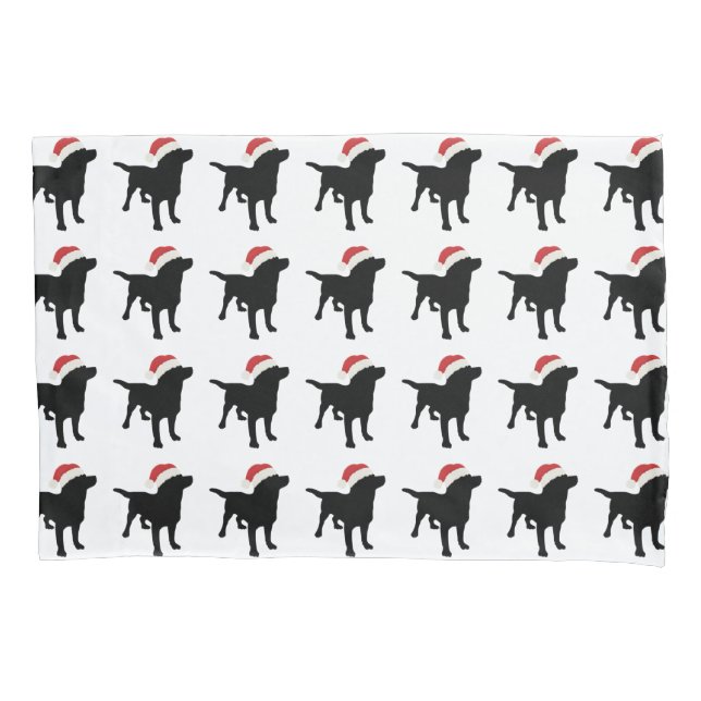 Niedlicher schwarzer Labrador-Hund mit Kissenbezug (Vorderseite)