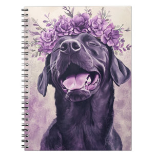 Niedlicher Schwarzer Labrador Retriever Dog Lila F Notizblock