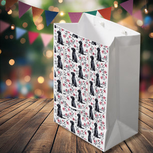Niedlicher Schwarzer Labrador Retriever Hund Rosa Mittlere Geschenktüte