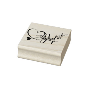 Niedlicher Schwarzer Letter H Monogram Heart Folis Gummistempel