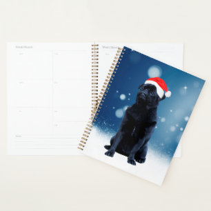 Niedlicher Schwarzer Mops Hund Weihnachten Weihnac Planer