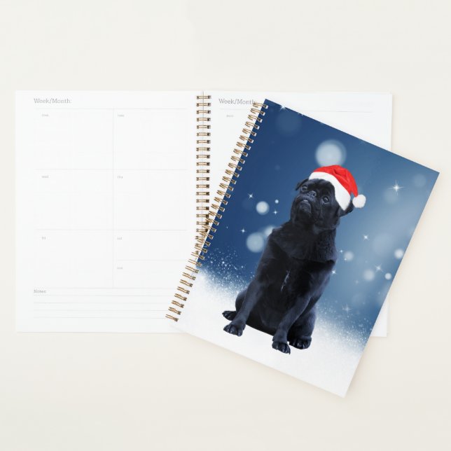 Niedlicher Schwarzer Mops Hund Weihnachten Weihnac Planer (Anzeige)