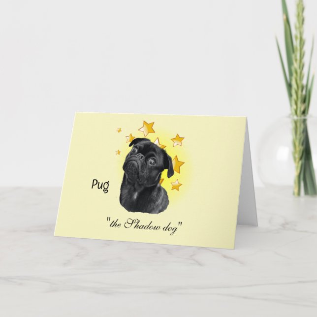 Niedlicher Schwarzer Mops ist ein Star Karte (Vorderseite)