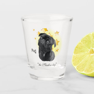 Niedlicher Schwarzer Mops ist ein Star Schnapsglas
