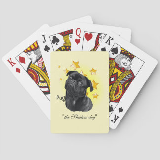 Niedlicher Schwarzer Mops ist ein Star Spielkarten