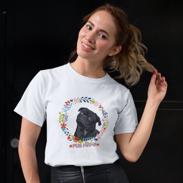 Niedlicher Schwarzer Mops - Mops Mama T-Shirt (Von Creator hochgeladen)