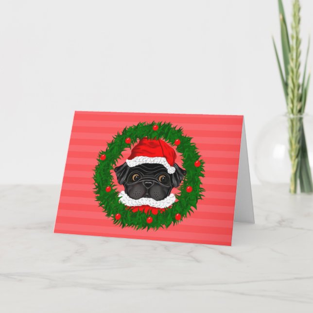 Niedlicher Schwarzer Mops Weihnachten Weihnachten  (Vorderseite)