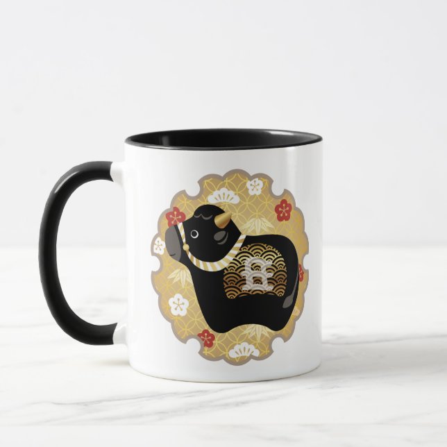 Niedlicher schwarzer Ochse, Chinesisches Neujahr d Tasse (Links)