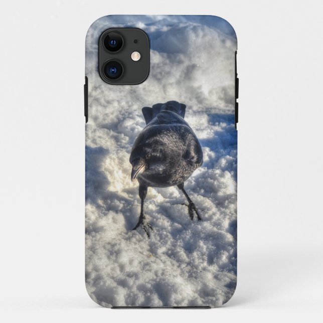 Niedlicher Schwarzer Rabe im Schnee-Foto Case-Mate iPhone Hülle (Rückseite)