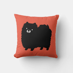 Niedlicher schwarzer Spitz Adorable Fluffy Dog Kissen